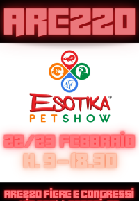 Evento Esotika Pet Show ad Arezzo, 22-23 febbraio, orario 9-18:30.